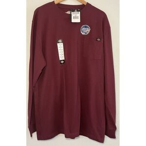 Dickies Heavyweight Tee Long Sleeve Pocket Front Burgundy XLT